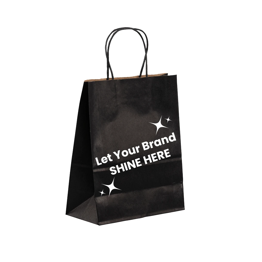 Black Paper Bags - 8" x 4" x 10" - 250