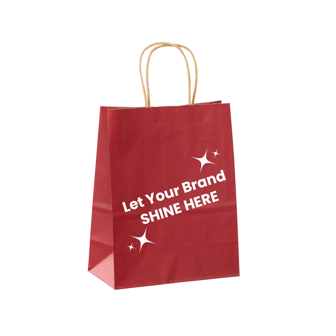 Red Paper Bags - 8" x 4" x 10" - 250