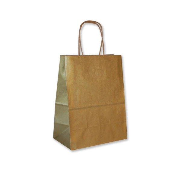 Metallic Gold Paper Shopping Bags: 8" x 5" x 10" - 250 Bags