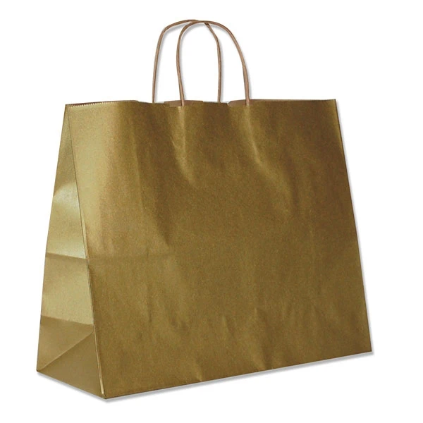 Metallic Gold Paper Shopping Bags 16" x 6" x 12" - 250 Bags/Case