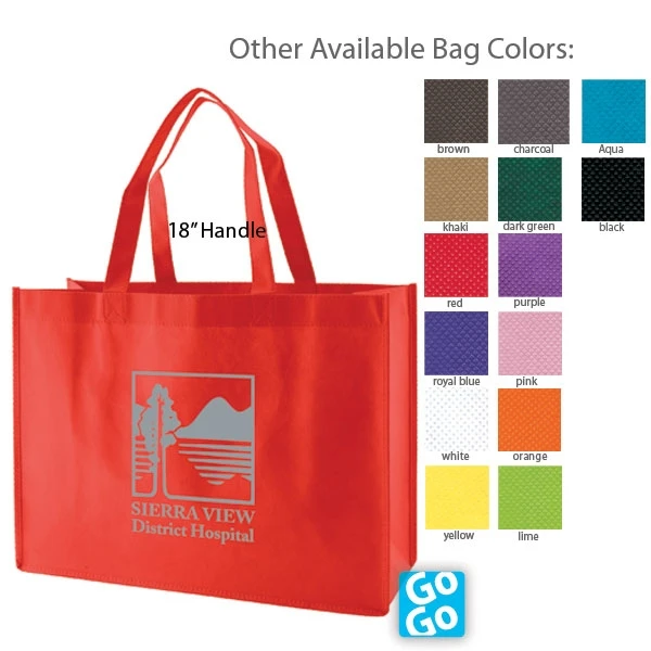 Aqua Non-Woven Tote Bags - 16" x 6" x 12" with 18" Handle - 100 Bags/Case
