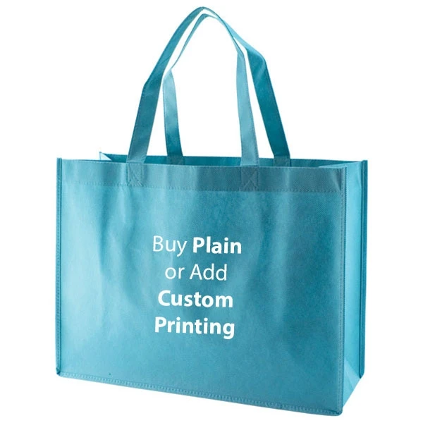 Aqua Non-Woven Tote Bags - 16" x 6" x 12" with 18" Handle - 100 Bags/Case
