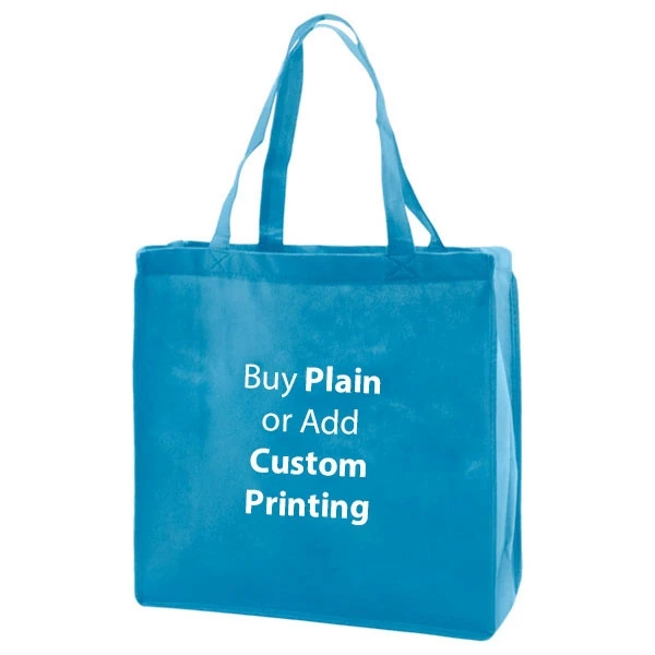 Aqua Non-Woven Tote Bags Medium - 13" x 5" x 13" - 100 Bags/Case