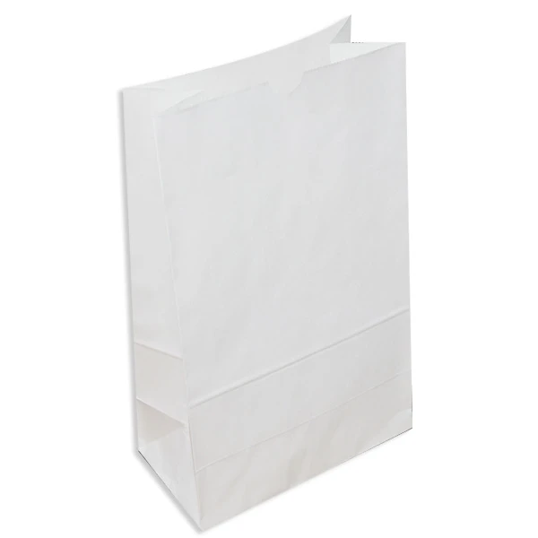 250 Bags - Modified 1/6 Barrel - Grocery Style White Paper Bags 55# 11" x 6" x 17"