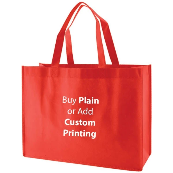 Red Non-Woven Tote Bags - 16" x 6" x 12" with 18" Handle - 100 Bags/Case