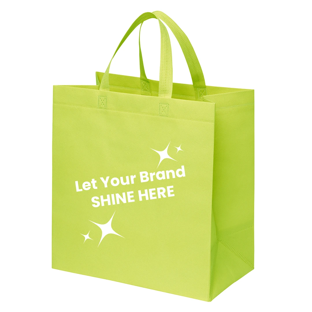 100 Bags - Branded Lime Reusable Bags - 13" x 7" x 13"