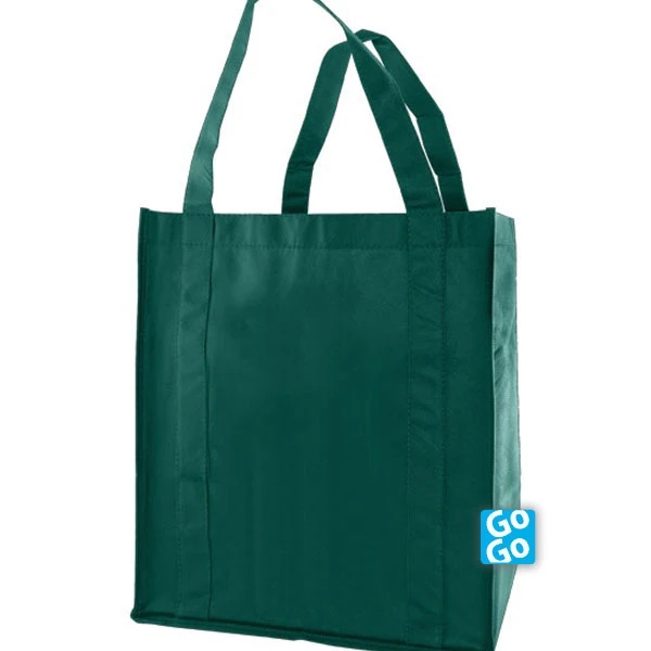 Dark Green Non-Woven Grocery Bags 13" x 10" x 15" - 100 Bags/Case