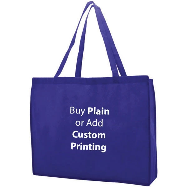 Royal Blue Non-Woven Tote Bags - 20" x 6" x 16" - 28" Handle - 100 Bags/CS