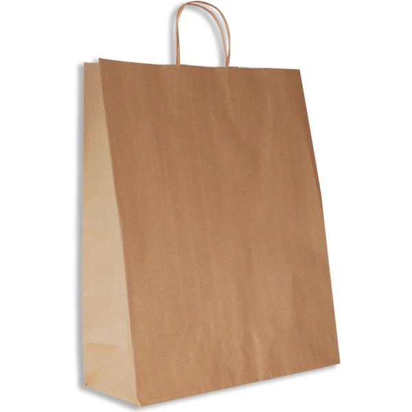200 Bags - Recycled Kraft Paper Shopping Bags - 16 x 6 x 19-1/4"
