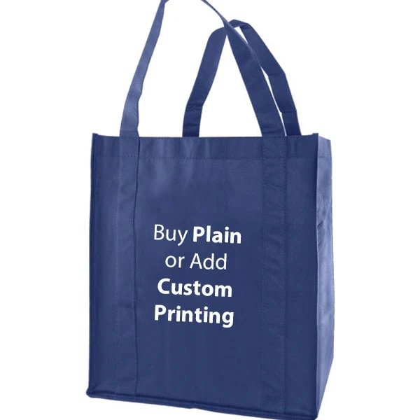 Navy BlueNon-Woven Grocery Bags 13" x 10" x 15" - 100 Bags/Case