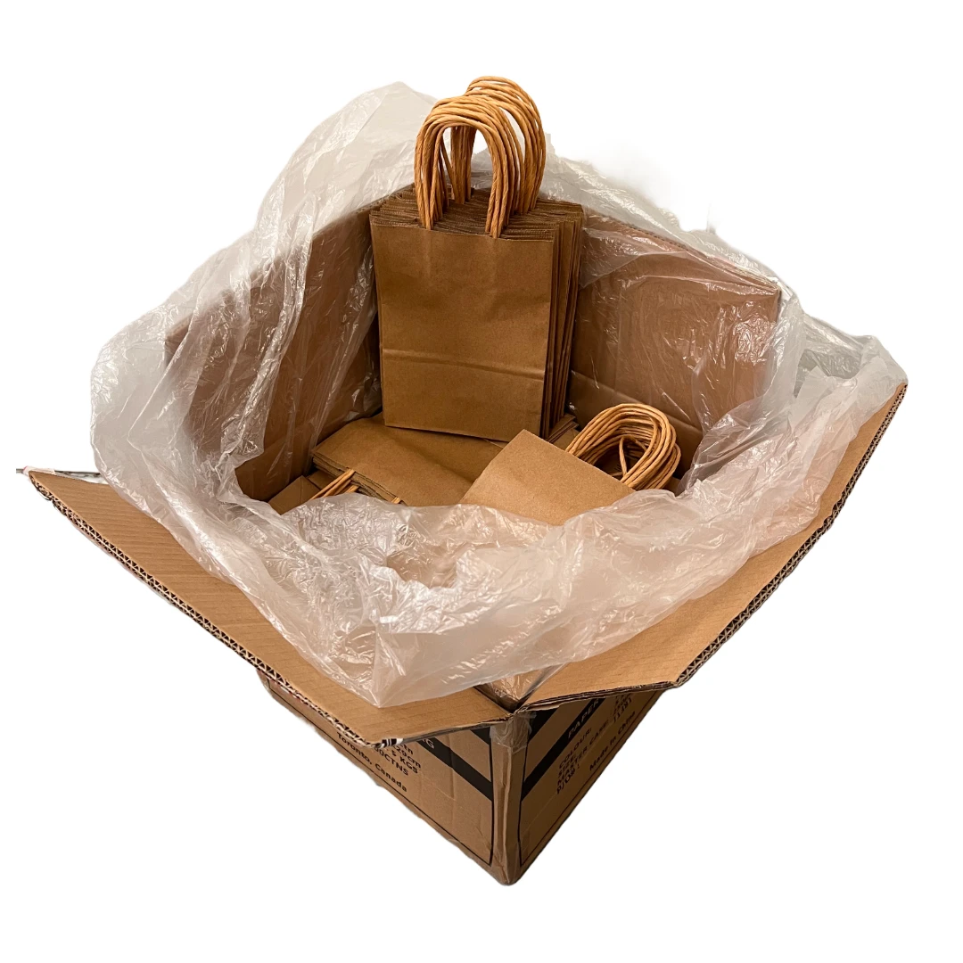250 Bags - Recycled Kraft Paper Bags - 5" x 3" x 8"
