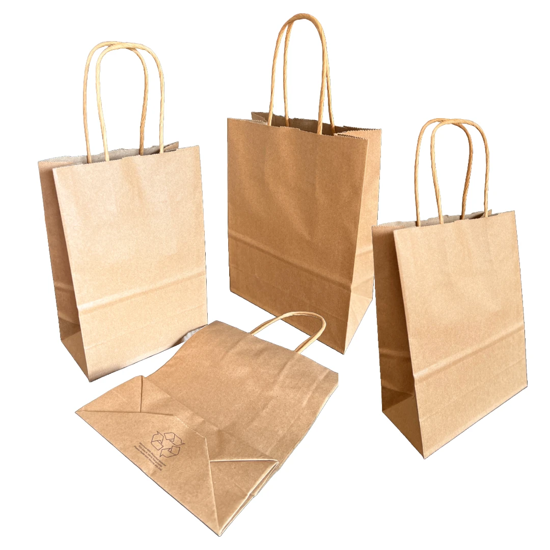 250 Bags - Recycled Kraft Paper Bags - 5" x 3" x 8"