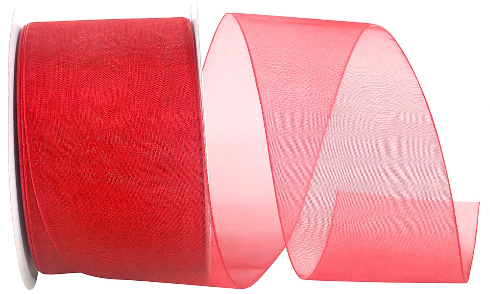 2-1/2" Rose Red Chiffon Sheer 50 Yards/Roll