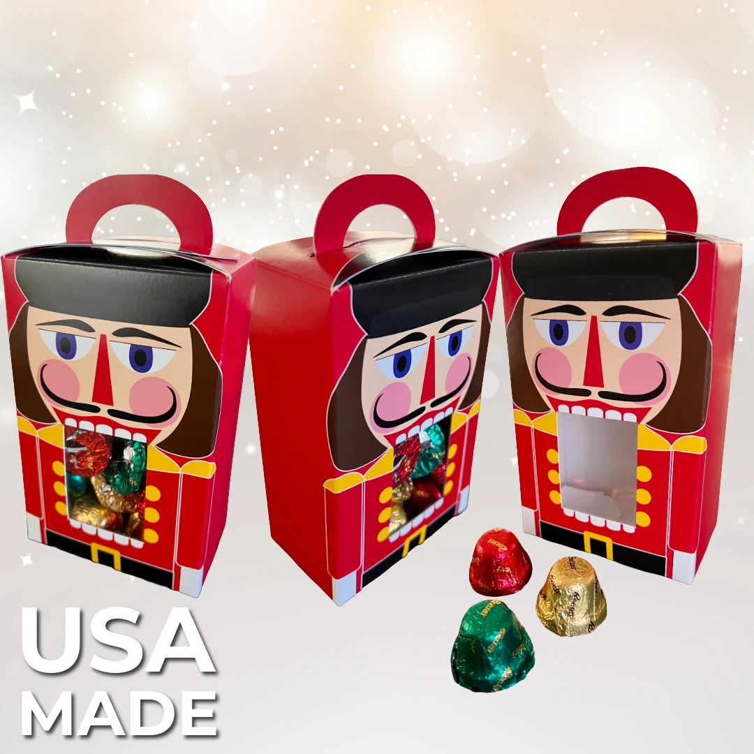 250 Boxes - Candy Totes - 1/2 lb. Wrapped Nutcracker - Window 3-1/2" x 2-1/16" x 5-3/8"