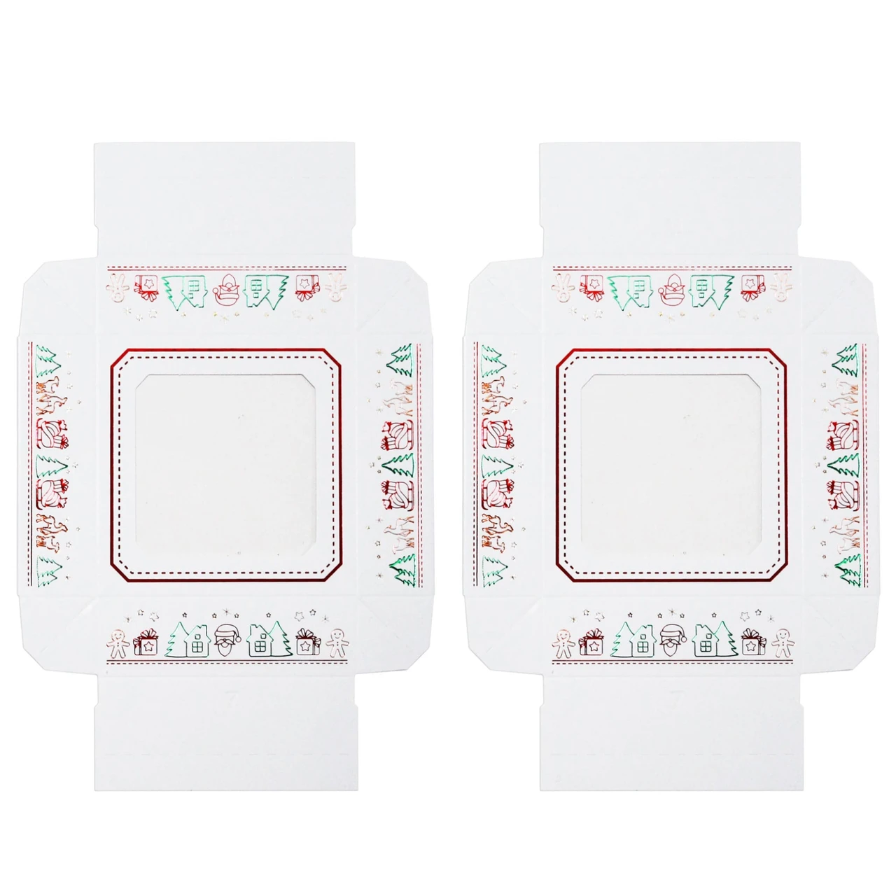 250 Covers - 3 oz. Candy Box Covers - Foil Christmas with windows 3-11/16" x 3-11/16" x 1-1/8"