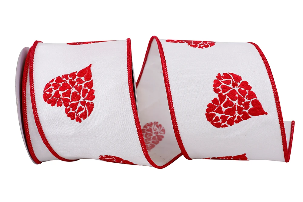 Hearts Embroidered Wired - 4" x 10 Yards/Roll
