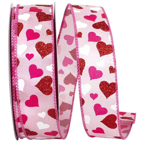 Hearts Floating Wired Ribbon - 1.5" x 25 Yards/Roll