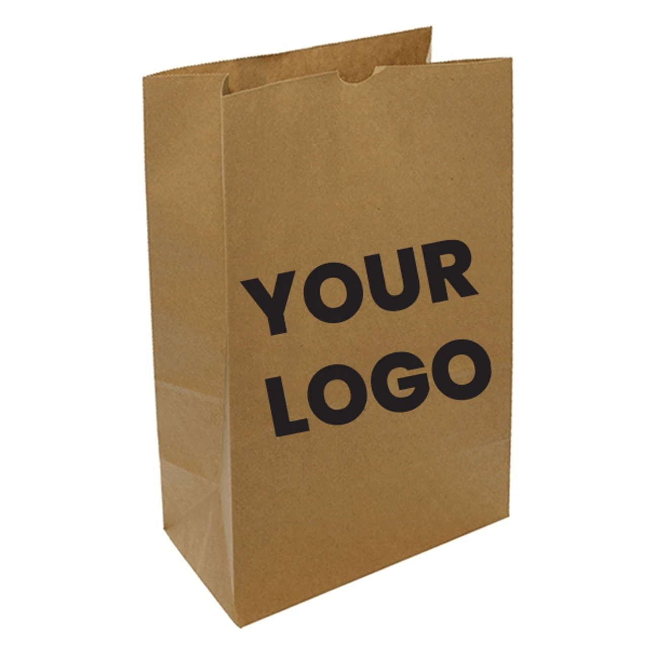 Custom Branded Modified 1/6 Barrel Grocery SOS Paper Bags - Recycled Kraft - 5000 Bags Minimum