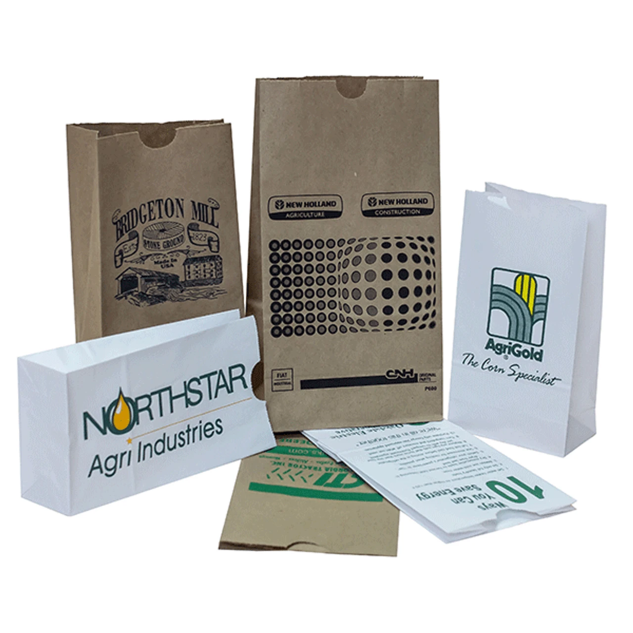 Custom Branded 10 lb. SOS Paper Bags - White Kraft - 5000 Bags Minimum
