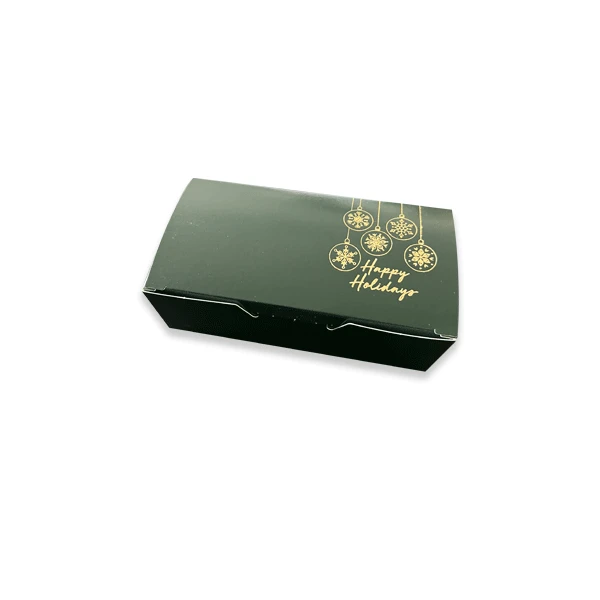 250 Boxes 1/2 lb. Candy & Fudge Boxes Forest Green Glitter Holidays 5-1/2" x 2-3/4" x 1-3/4"