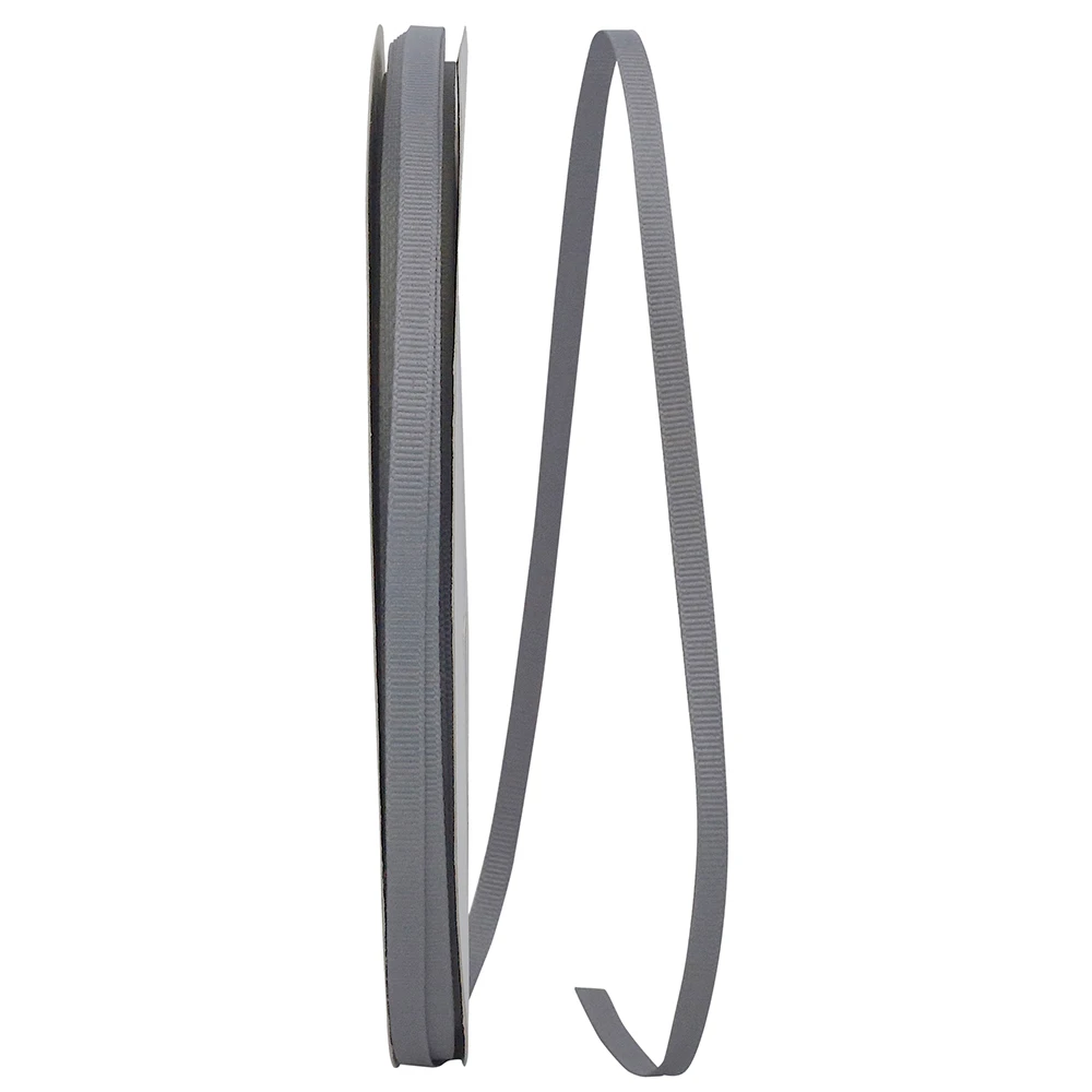 100 Yards - 1/4" Grey Grosgrain Ribbon