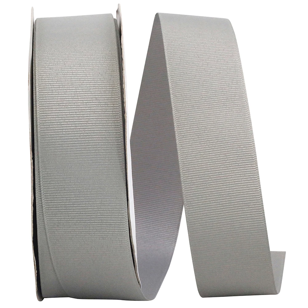 1-1/2" Grosgrain Ribbon - Pewter - 50 Yards/Roll