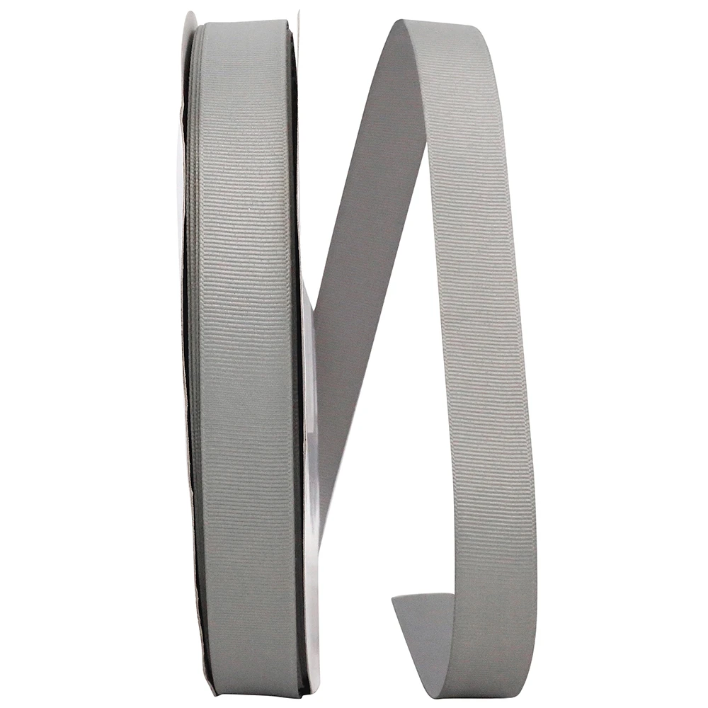 7/8" Grosgrain Ribbon - Pewter - 100 Yards/Roll