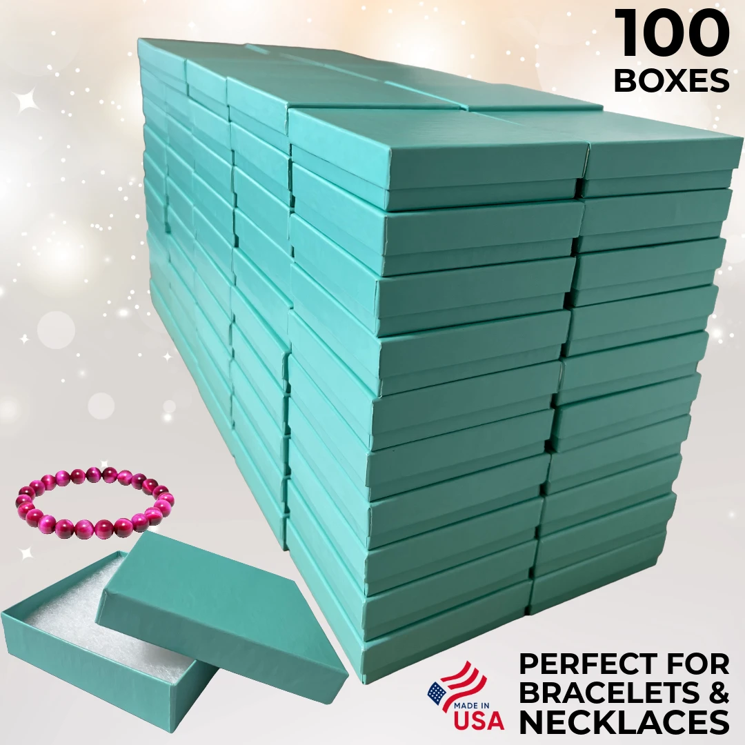 100 Boxes - Matte Embossed Brown Jewelry Boxes