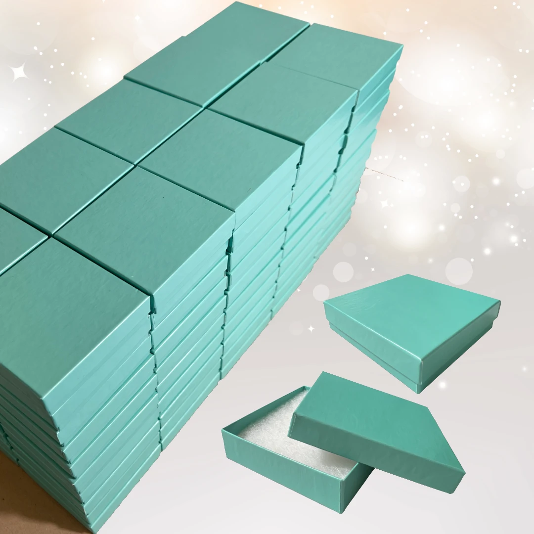 100 Boxes - Matte Embossed Brown Jewelry Boxes