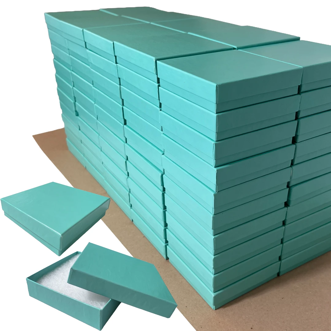 100 Boxes - Matte Embossed Brown Jewelry Boxes