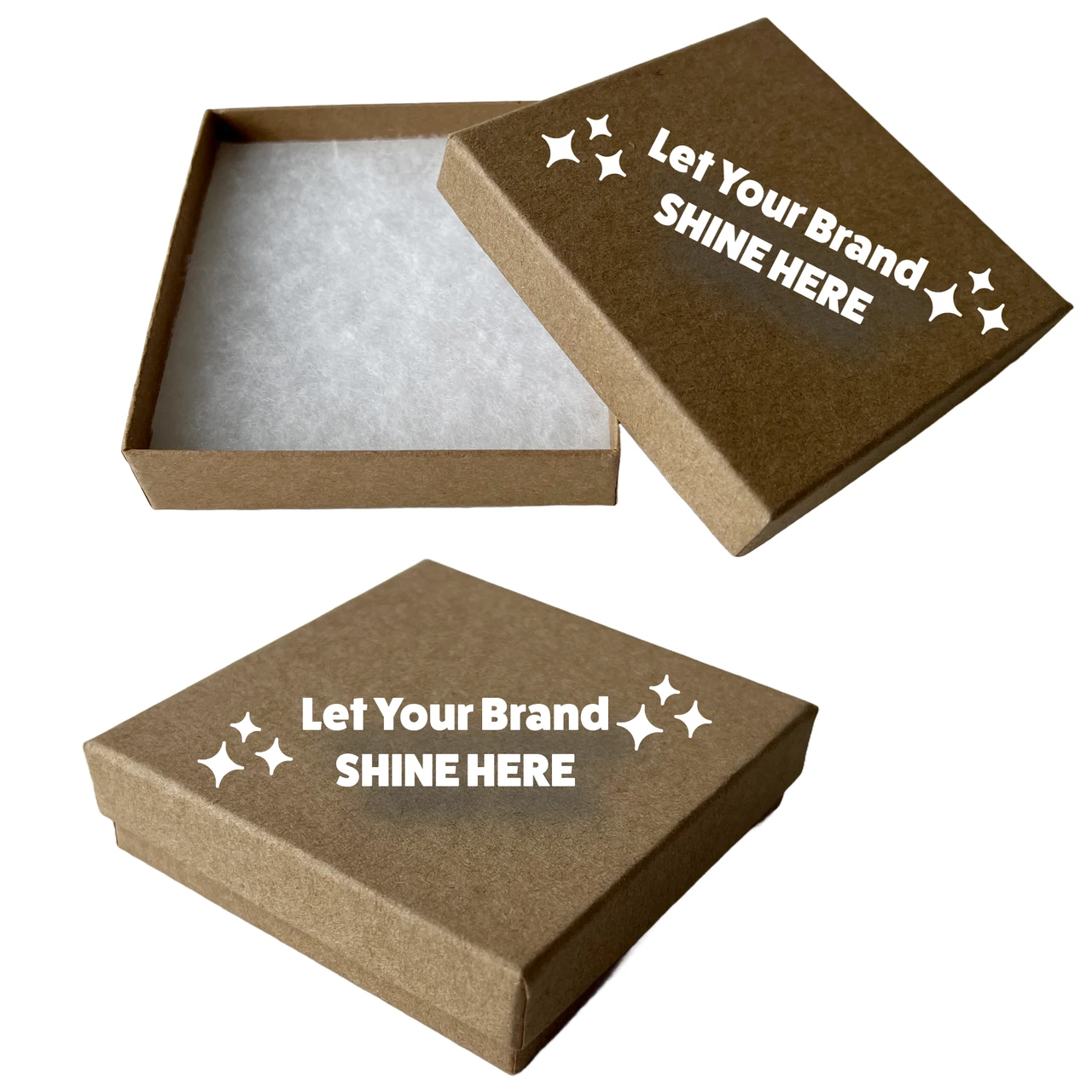 100 Boxes - Custom Printed Natural Kraft Jewelry Boxes