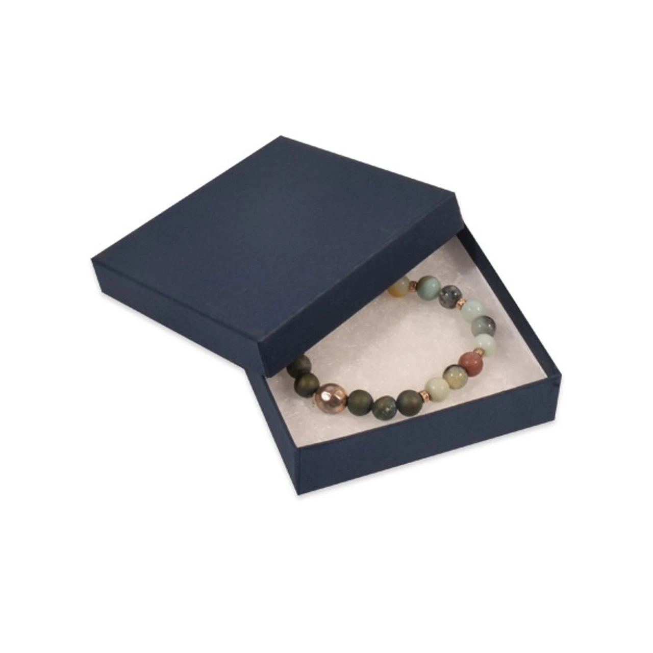 Custom Printed Matte Navy Blue Jewelry Boxes - 3-1/2" x 3-1/2" x 7/8"