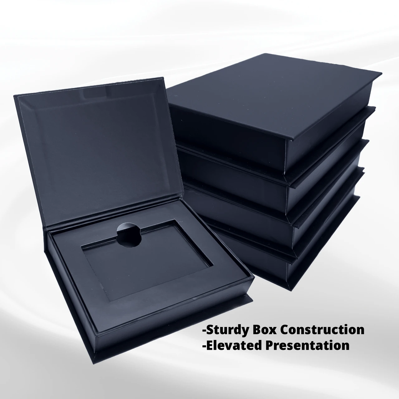 100 Boxes - Custom Branded Black Magnetic Gift Card Boxes