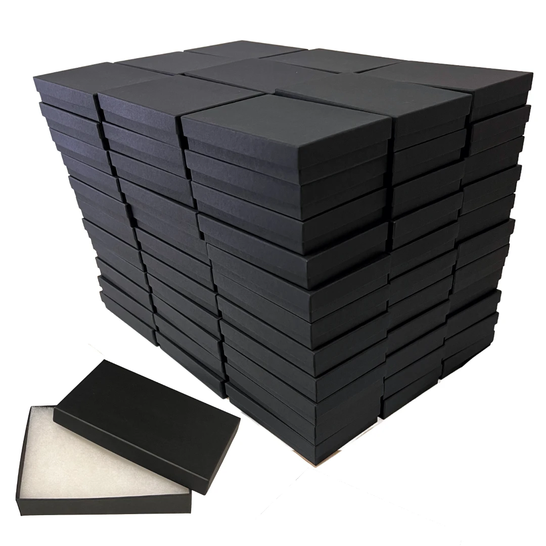 100 Boxes - Custom Printed Matte Black Jewelry