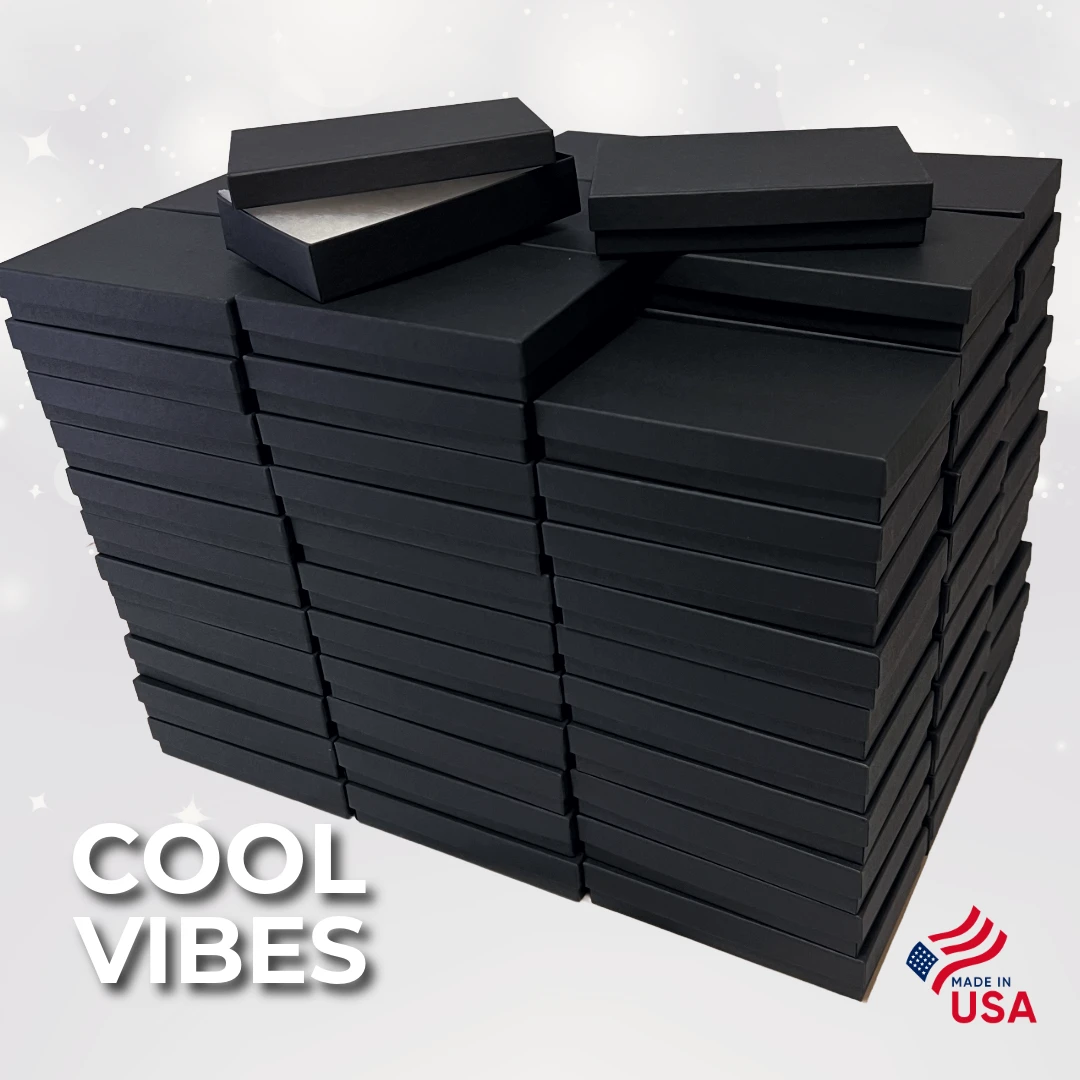 100 Boxes - Custom Printed Matte Black Jewelry