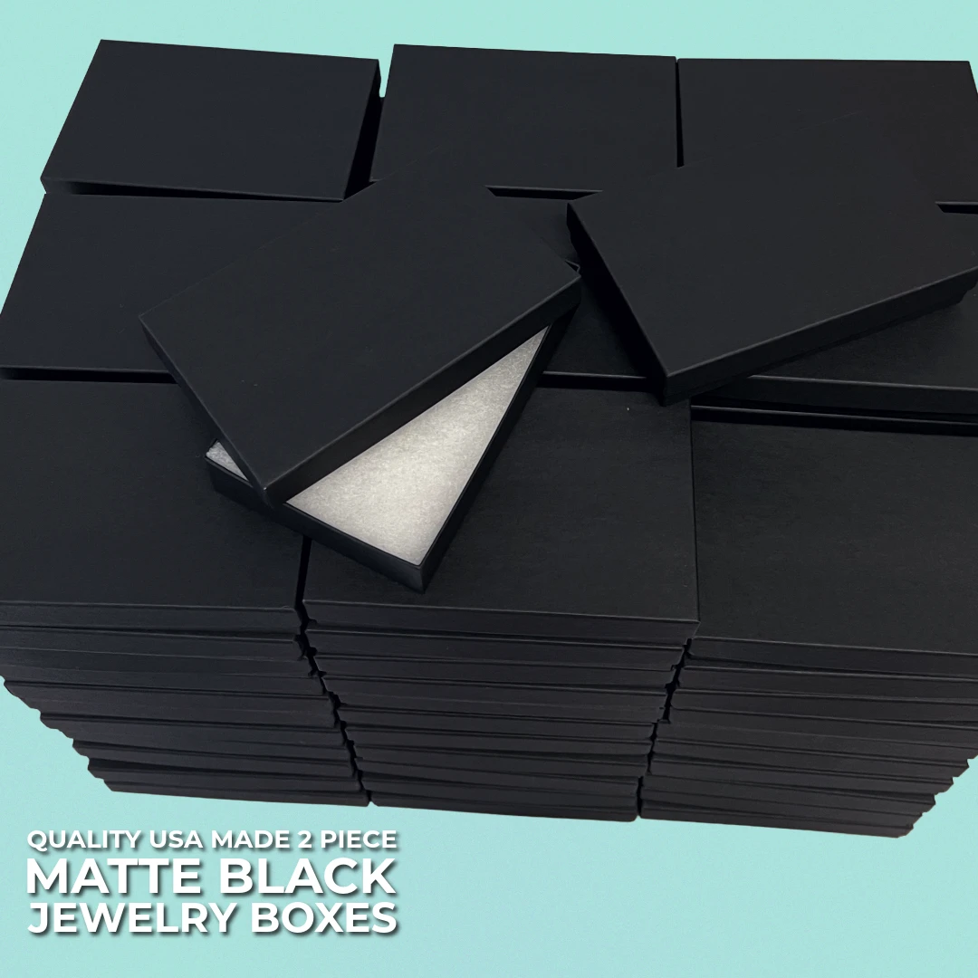 100 Boxes - Custom Printed Matte Black Jewelry