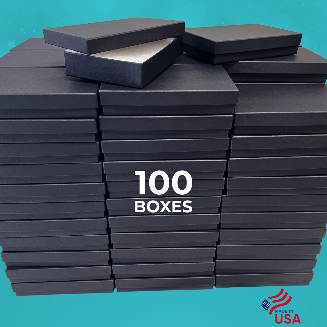 100 Boxes - Custom Printed Matte Black Jewelry