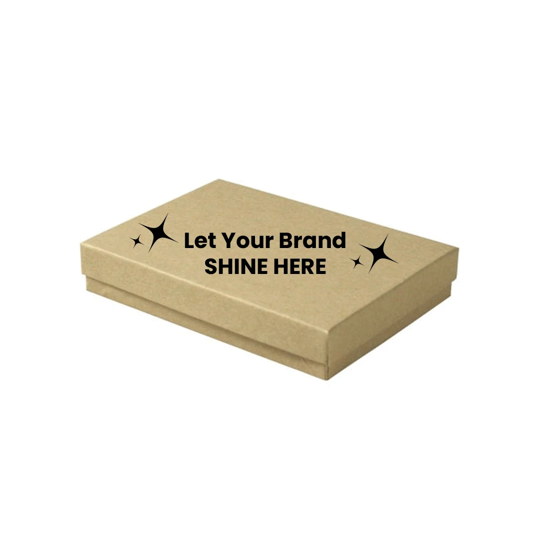 100 Boxes - Custom Printed Natural Kraft Jewelry Box - Large - 5-7/16" x 3-1/2" x 1"