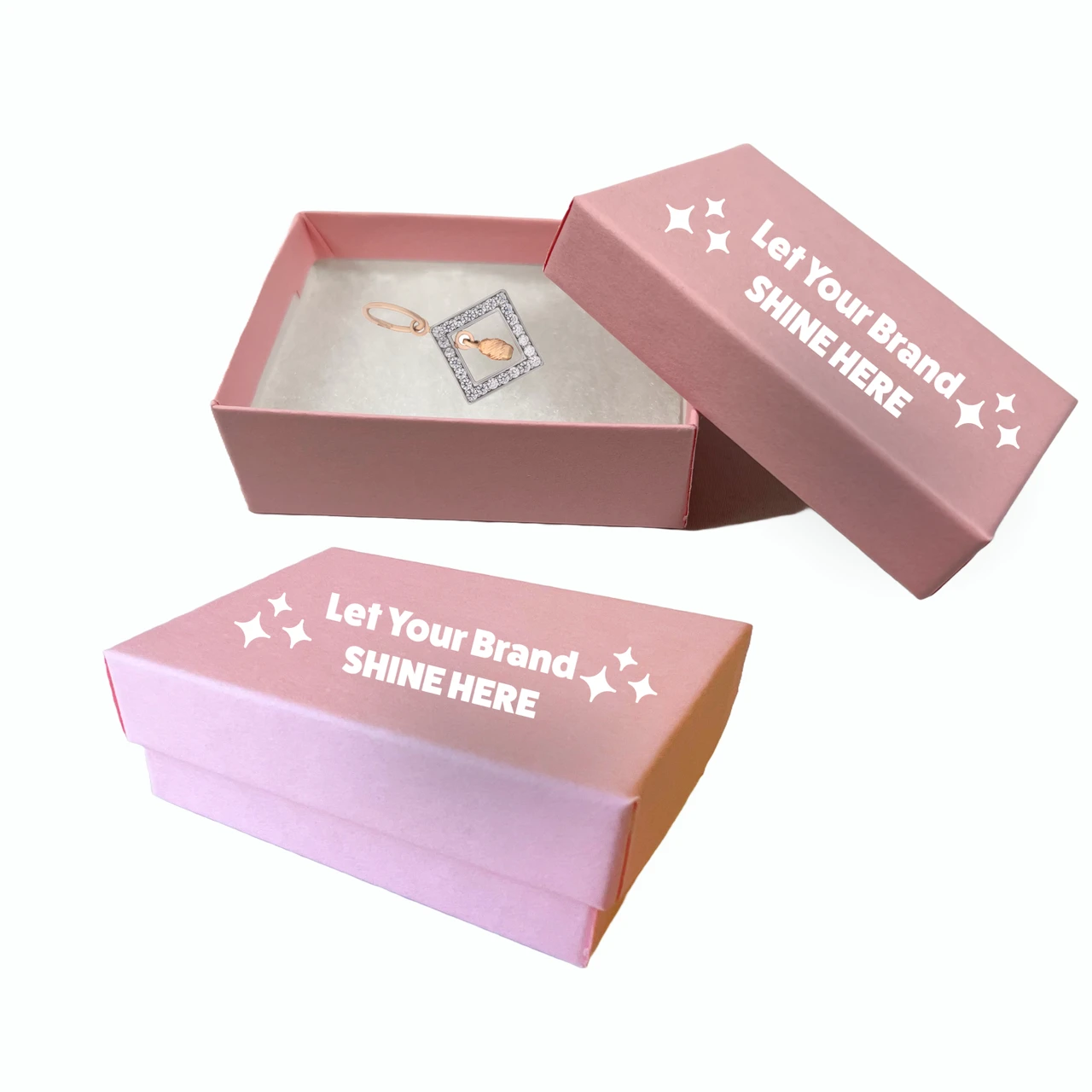 100 Boxes - Custom Printed Matte Pink Jewelry