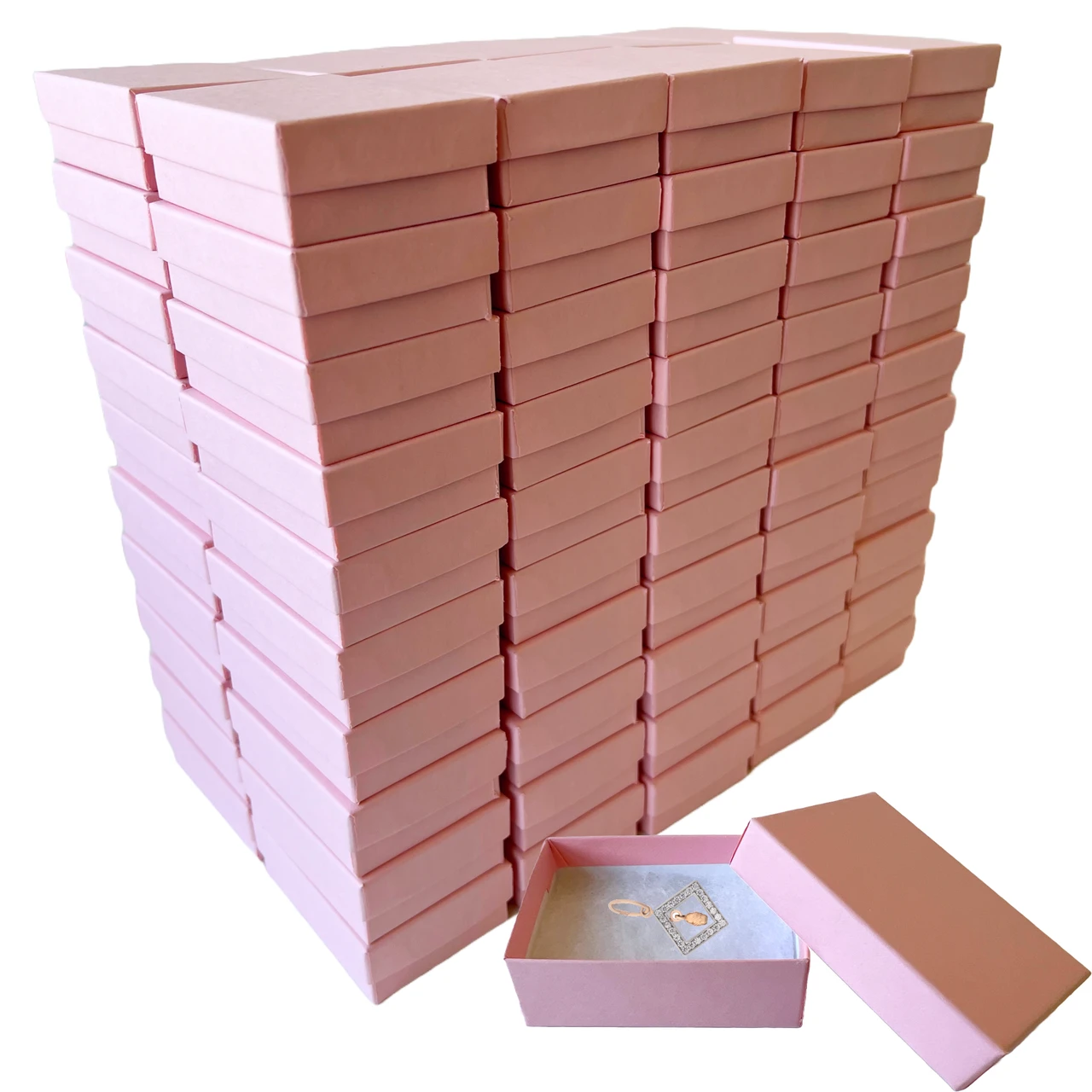 100 Boxes - Custom Printed Matte Pink Jewelry