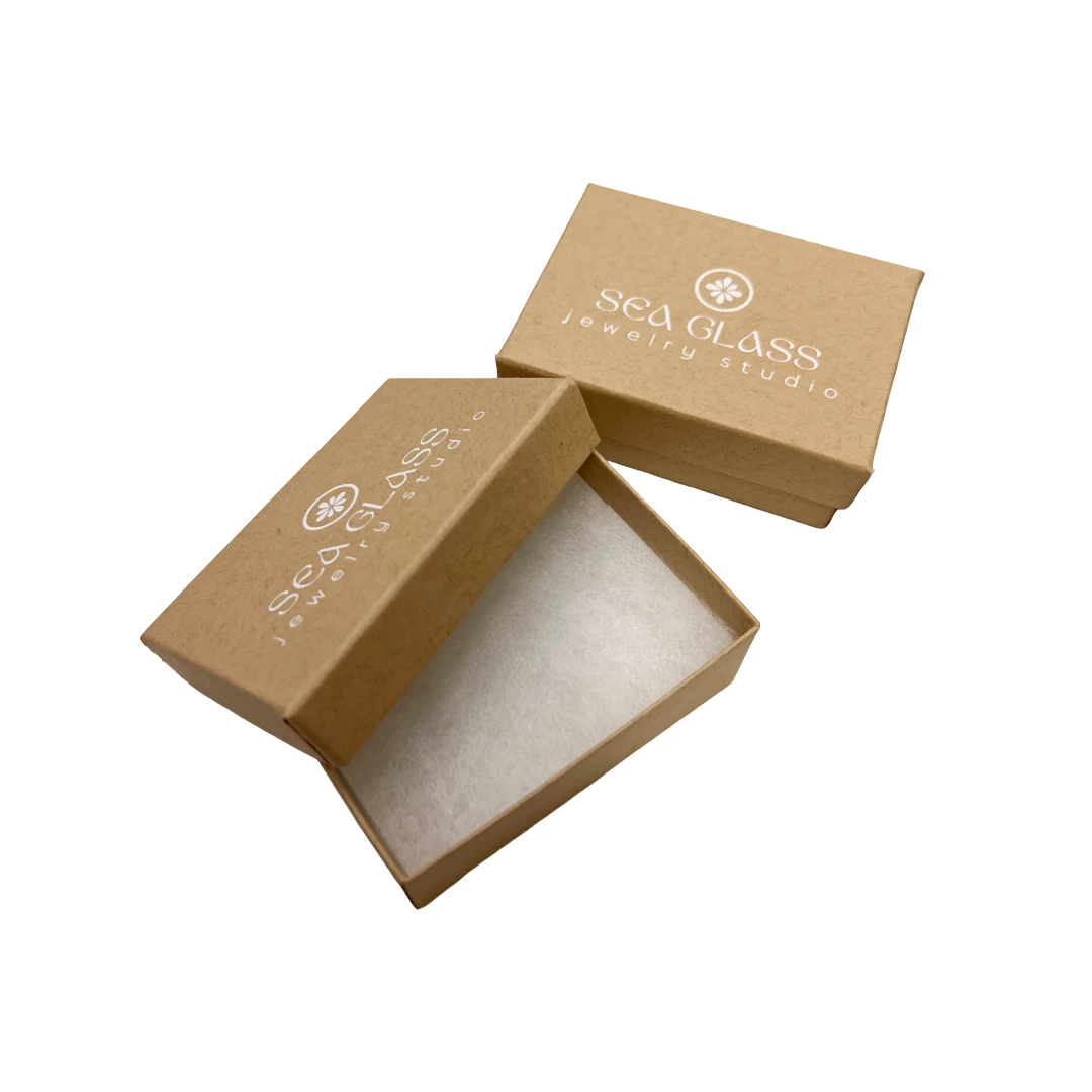 100 Boxes - Custom Printed Natural Kraft Jewelry Boxes -3-1/16" x 2-1/8" x 1"