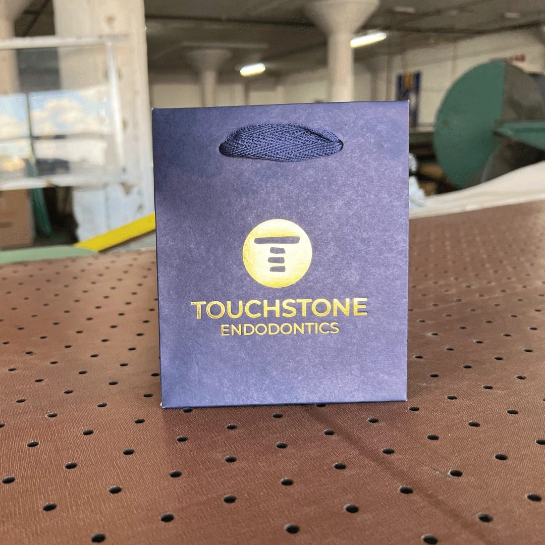 100 Bags - Custom Printed Navy Eco Euro Paper Bags with Twill Handles 5 x 4 x 6
