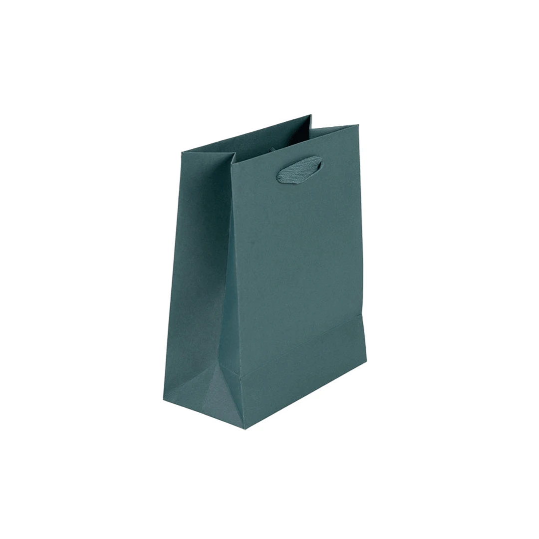 100 Bags - Custom Printed Spruce Green Eco Euro Paper Bags with Twill Handles 8 x 4 x 10