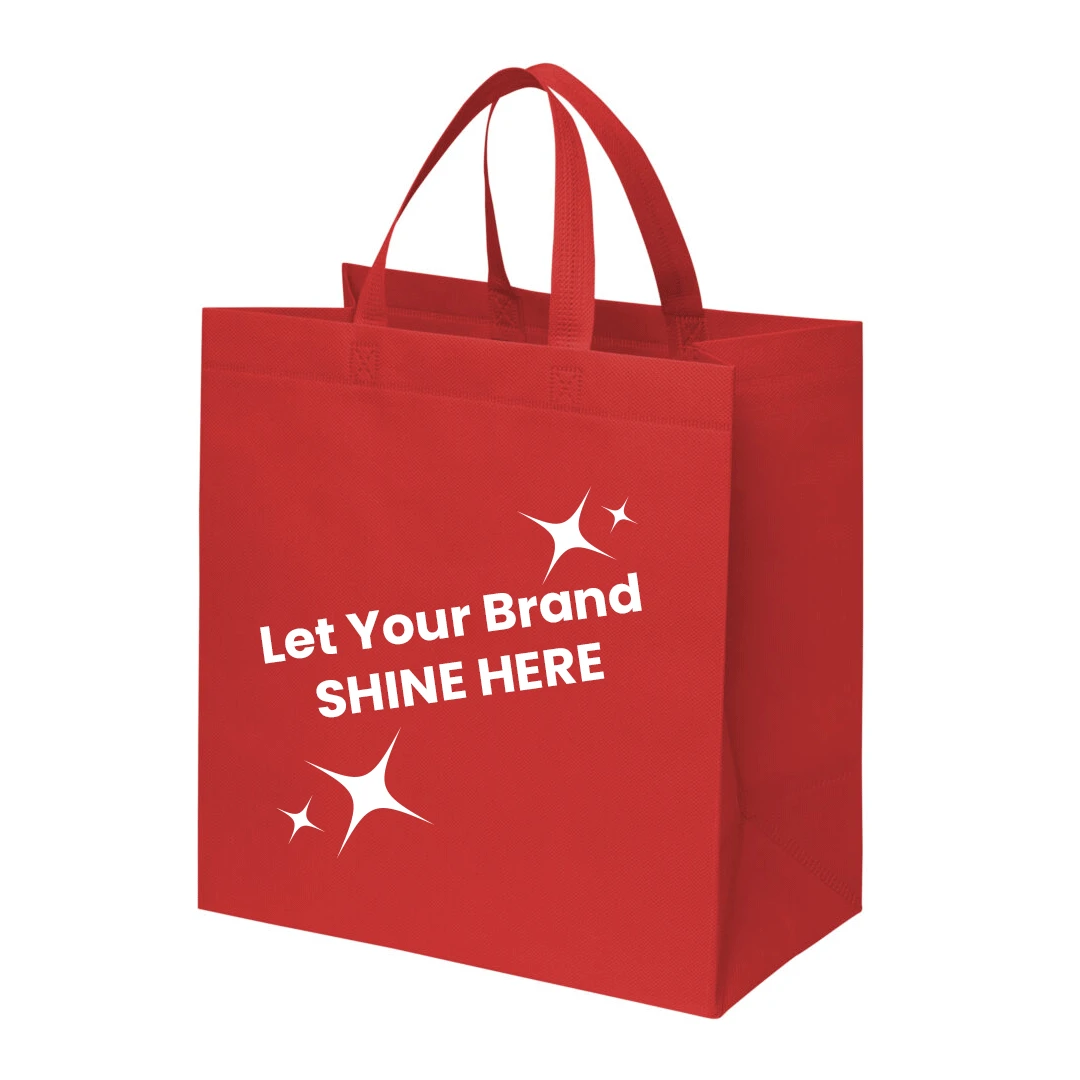 100 Bags - Branded Red Reusable Bags - 13" x 7" x 13"