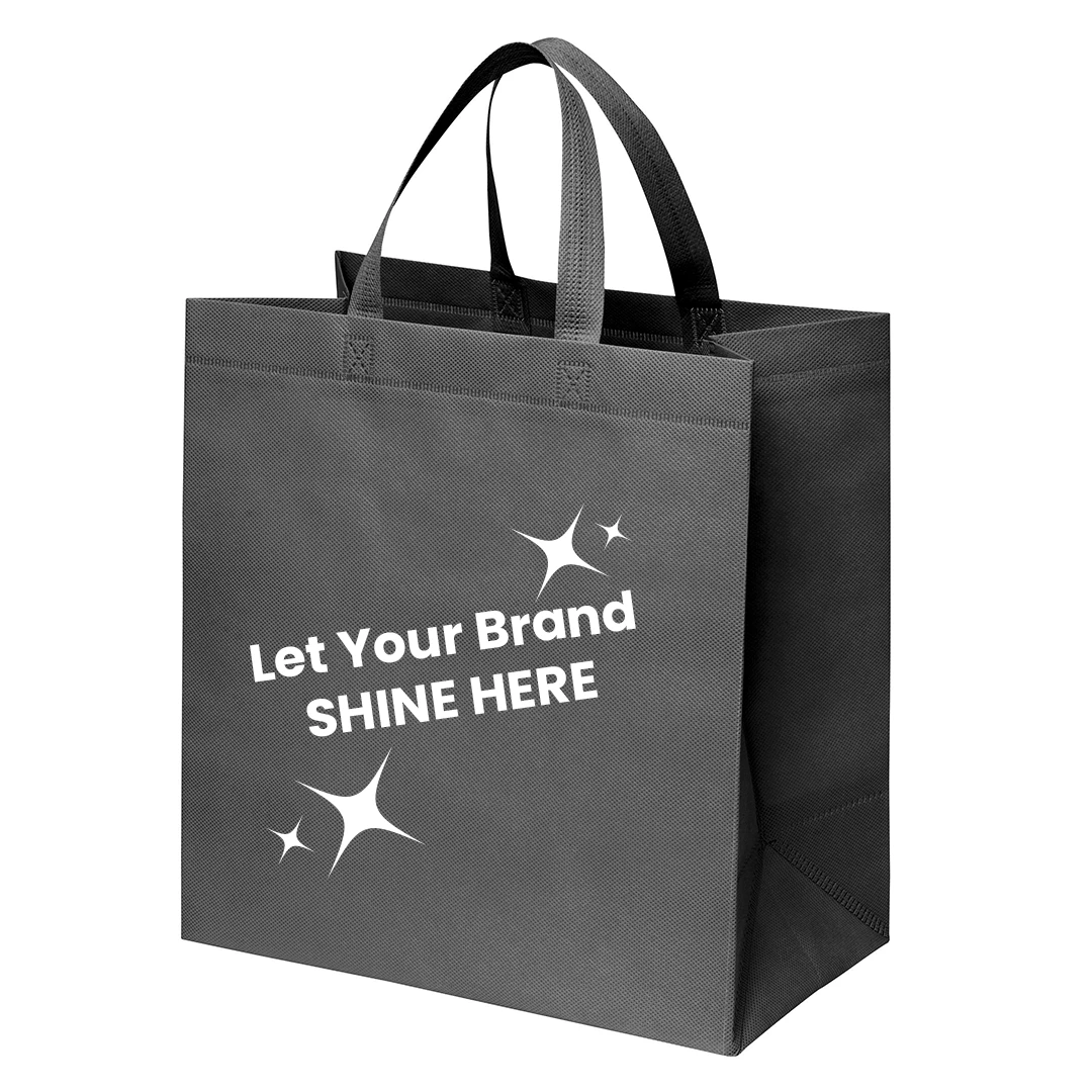 100 Bags - Branded Black Reusable Bags - 13" x 7" x 13"