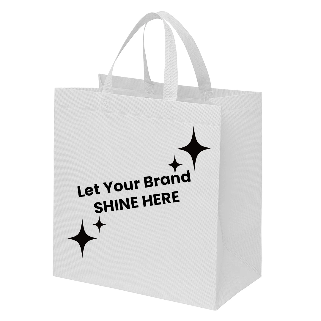 100 Bags - Branded White Reusable Bags - 13" x 7" x 13"