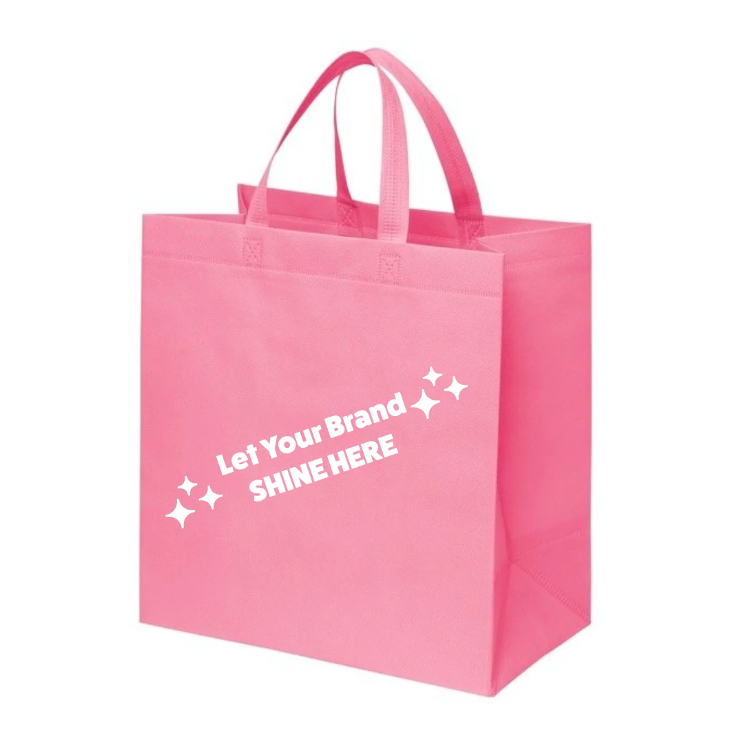 100 Bags - Branded Pink Reusable Bags - 13" x 7" x 13"
