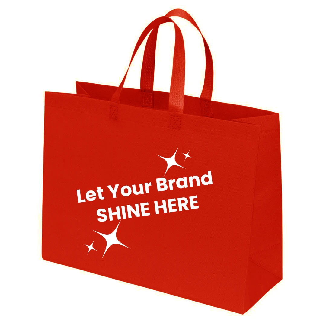 100 Bags - Branded Red Reusable Bags - 16" x 7" x 12"