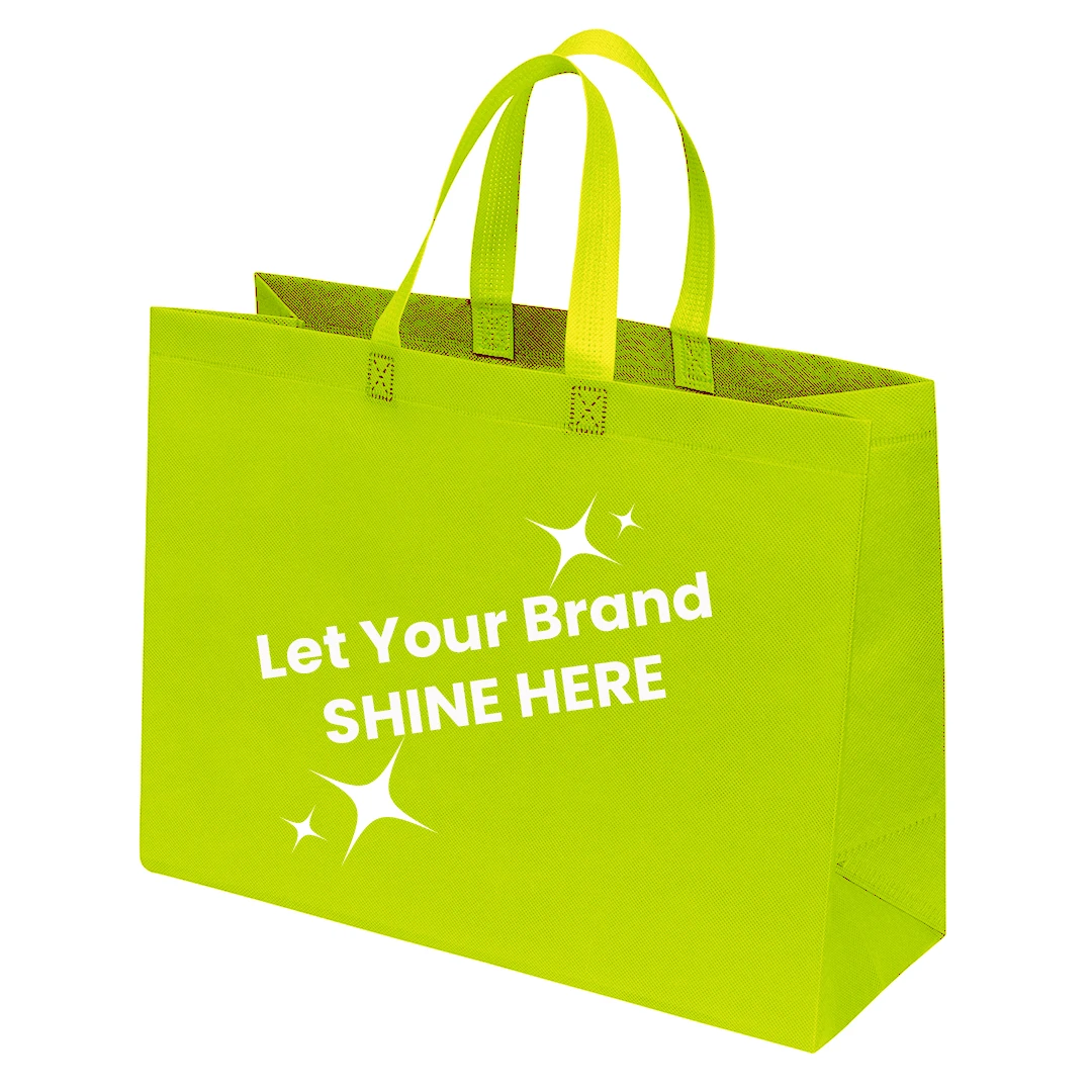 100 Bags - Branded Lime Reusable Bags - 16" x 7" x 12"