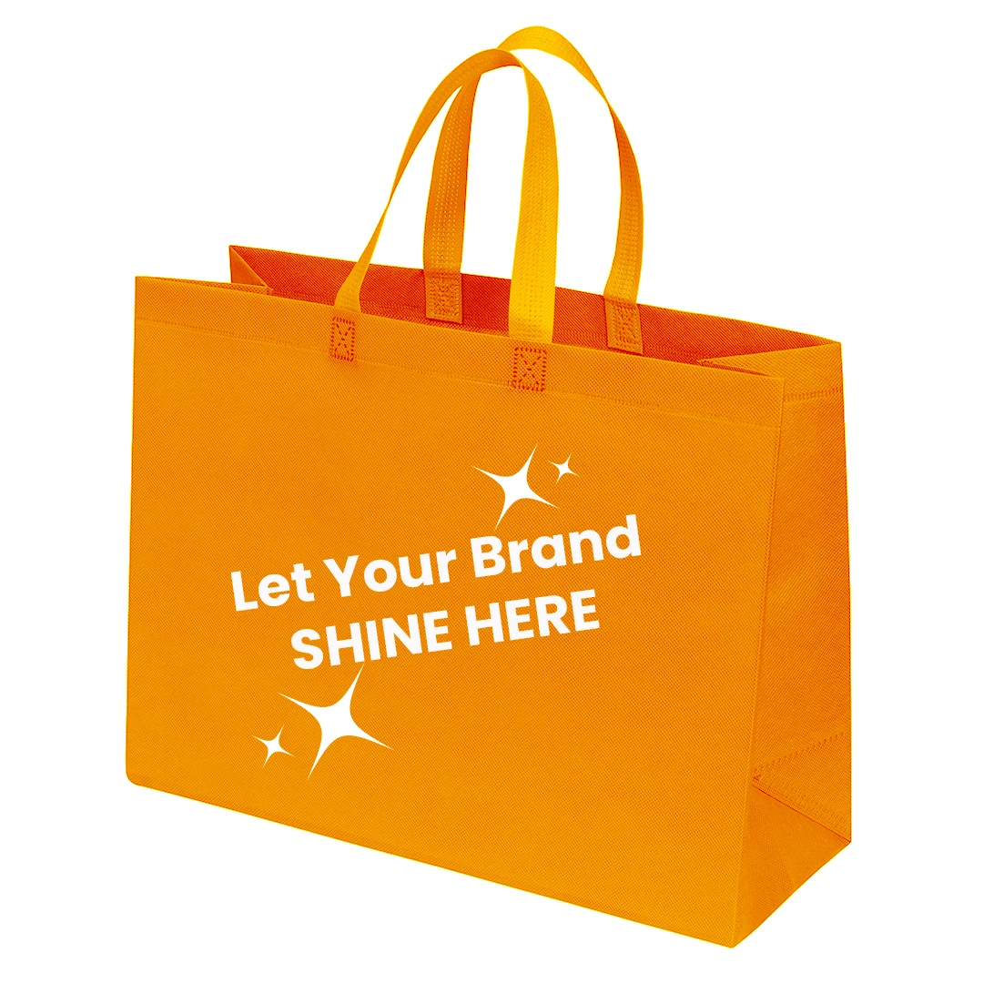 100 Bags - Branded Orange Reusable Bags - 16" x 7" x 12"